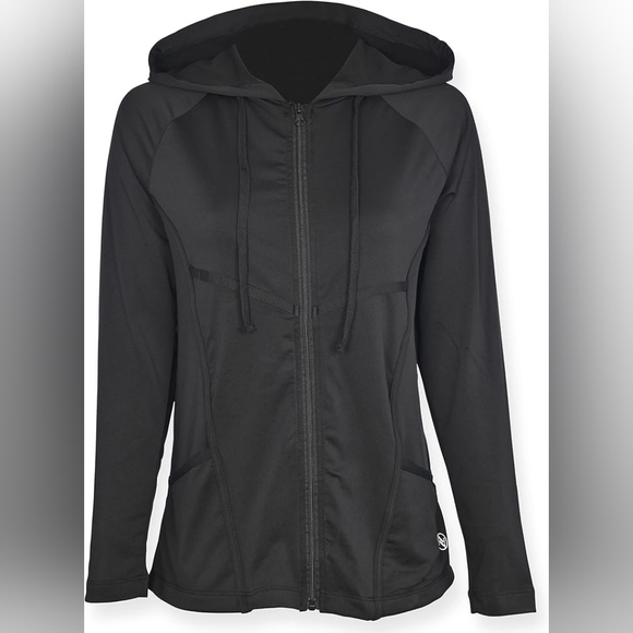 Adrienne Vittadini Tops - Adrienne Vittadini Sport Black Criss Cross Hooded Zip Jacket Women's Small